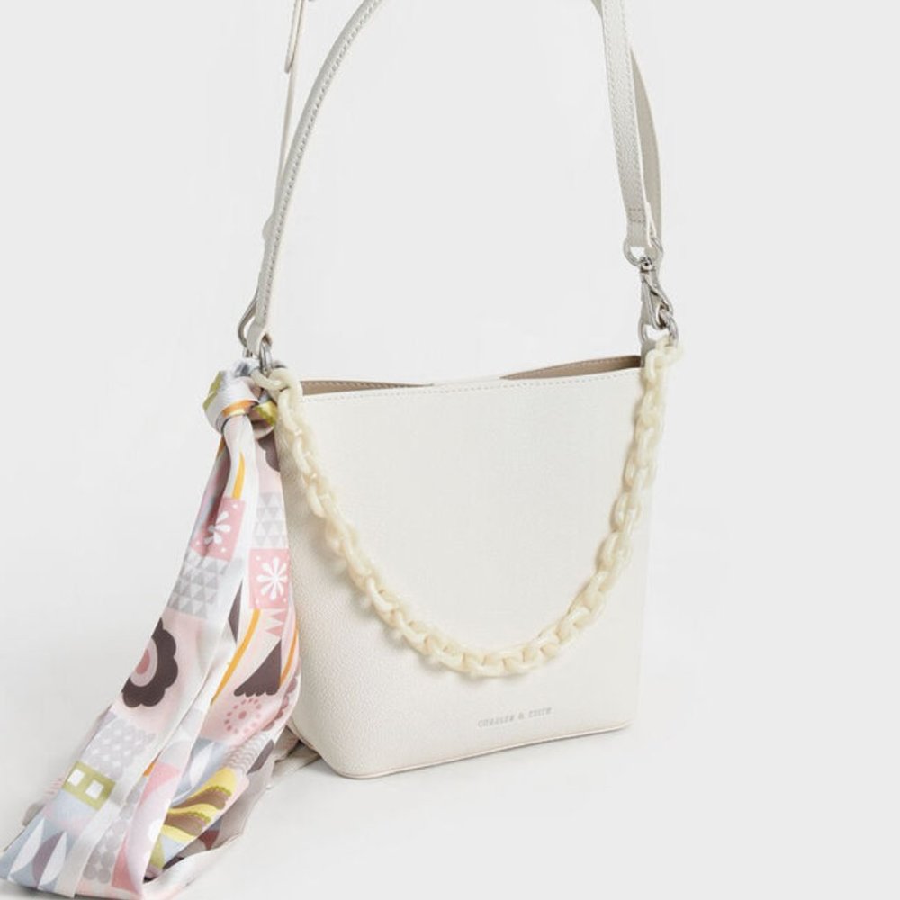 Charles & Kieth Alcott Scarf Bucket Bag - Cream